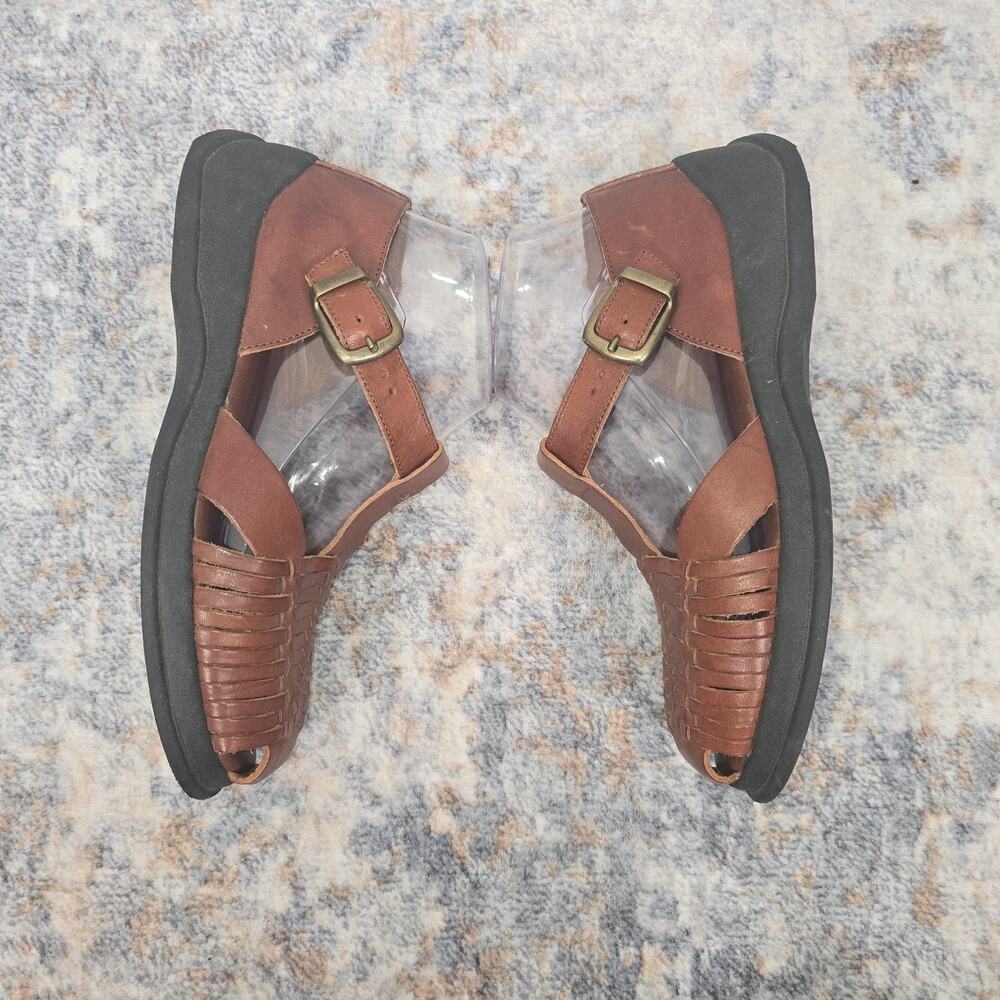 Aerosoles Shoes Womens 7 Brown Leather Fisherman Sandals Buckle Comfort Flat - Picture 3 of 7